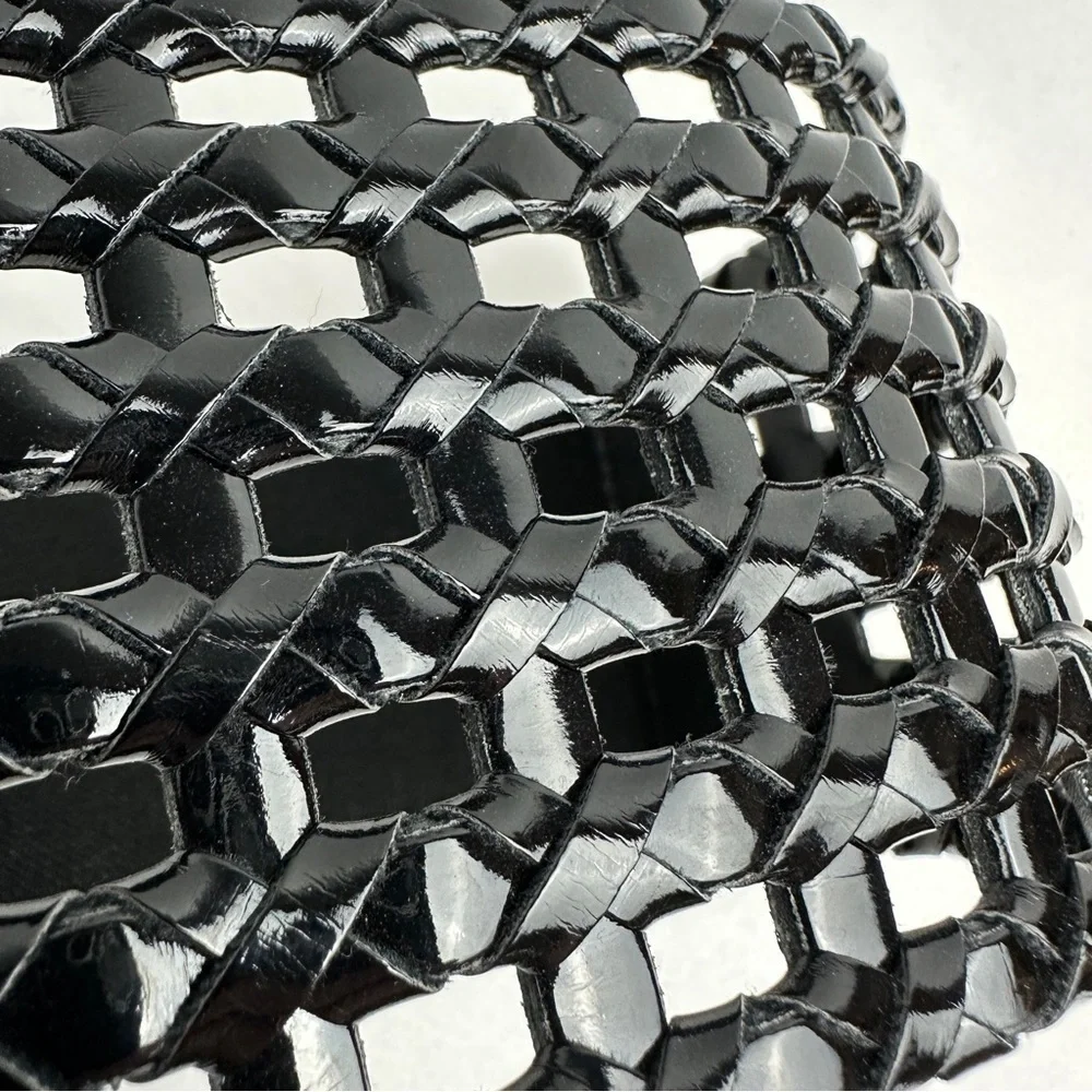 Black Open Weave Stretch‎ Back Wide Belt